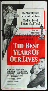 5b104 BEST YEARS OF OUR LIVES 3sh R54 Dana Andrews hugs Teresa Wright, sexy Virginia Mayo!