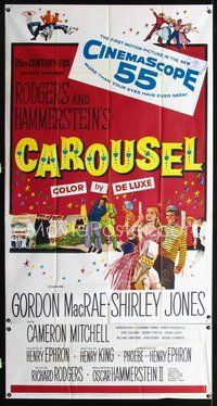 5b126 CAROUSEL 3sh '56 Shirley Jones, Gordon MacRae, Rodgers & Hammerstein musical!