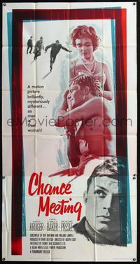 5b132 CHANCE MEETING 3sh '60 Joseph Losey, different image of Micheline Presle & Hardy Kruger