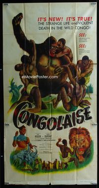 5b134 CONGOLAISE 3sh '50 great artwork of giant African ape stolen from Mighty Joe Young!