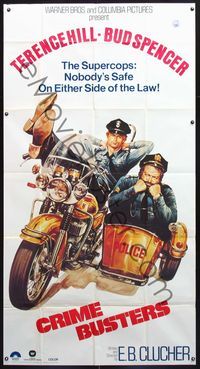 5b136 CRIMEBUSTERS int'l 3sh '79 great art of Terence Hill & Bud Spencer on motorcycle!