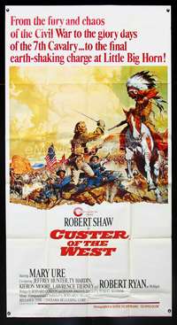 5b139 CUSTER OF THE WEST 3sh '68 art of Robert Shaw vs Indians at the Battle of Little Big Horn!