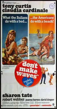 5b150 DON'T MAKE WAVES int'l 3sh '67 Tony Curtis, super sexy Sharon Tate & Claudia Cardinale!