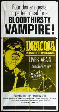 5b152 DRACULA PRINCE OF DARKNESS 3sh '66 blood-thirsty vampire Christopher Lee showing fangs!