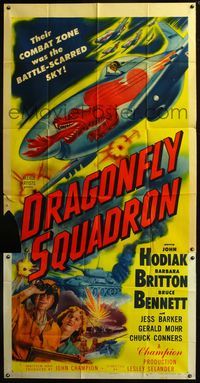 5b153 DRAGONFLY SQUADRON 3sh '53 cool art of airplane with huge red firebreathing dragon!