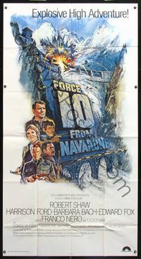 5b172 FORCE 10 FROM NAVARONE 3sh '78 Robert Shaw, Harrison Ford, cool art by Brian Bysouth!