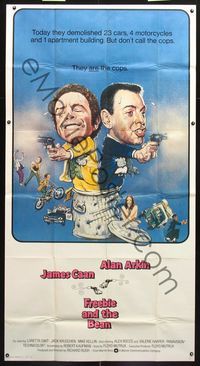 5b174 FREEBIE & THE BEAN int'l 3sh '74 James Caan, Alan Arkin, wacky screwball cop artwork!