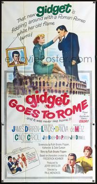 5b182 GIDGET GOES TO ROME 3sh '63 James Darren & Cindy Carol by Italy's Colisseum!