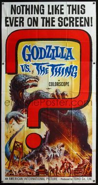 5b189 GODZILLA VS. THE THING 3sh '64 Toho sci-fi, best monster art, how much terror can you stand!