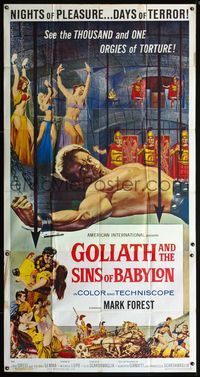 5b190 GOLIATH & THE SINS OF BABYLON 3sh '64 L'Eroe Piu Grande del Mondo, Mark Forest as Maciste!