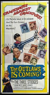 5b278 OUTLAWS IS COMING 3sh '65 The Three Stooges with Curly-Joe are wacky cowboys!