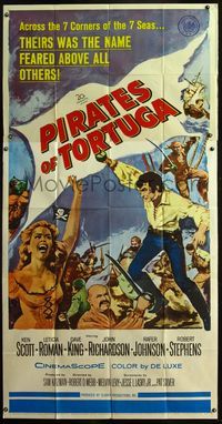 5b285 PIRATES OF TORTUGA 3sh '61 across the 7 seas, theirs was the name feared above all others!