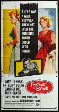 5b287 PORTRAIT IN BLACK 3sh '60 full-length Lana Turner & Sandra Dee, Anthony Quinn!