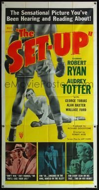 5b302 SET-UP 3sh '49 great image of boxer Robert Ryan fighting in the ring, Robert Wise