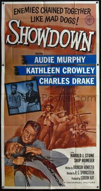 5b308 SHOWDOWN 3sh '63 Audie Murphy & enemies chained together, and pretty Kathleen Crowley!