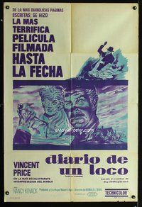 5b409 DIARY OF A MADMAN Argentinean '63 Vincent Price in his most chilling portrayal of evil!