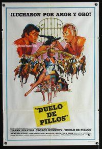 5b411 DIRTY DINGUS MAGEE Argentinean '70 art of Frank Sinatra & Kennedy holding guns on each other!