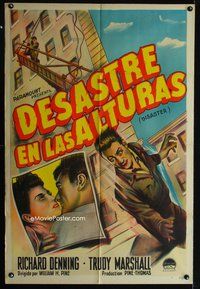 5b412 DISASTER Argentinean '48 wild artwork of Richard Denning falling from high up!