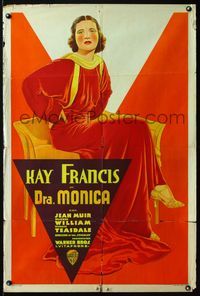 5b414 DR. MONICA Argentinean '34 full-length deco scarlet artwork of female doctor Kay Francis!