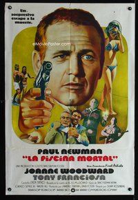 5b416 DROWNING POOL Argentinean '75 completely different image of Paul Newman pointing gun!