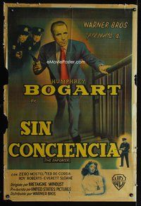 5b423 ENFORCER Argentinean '51 Humphrey Bogart c/u with gun in hand, if you're dumb you'll be dead!