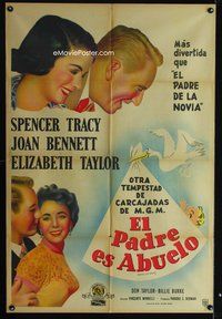 5b429 FATHER'S LITTLE DIVIDEND Argentinean '51 Elizabeth Taylor, Spencer Tracy & Joan Bennett!