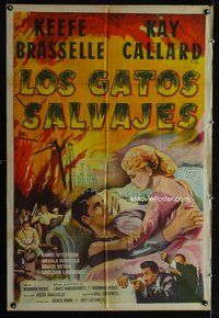 5b431 FIGHTING WILDCATS Argentinean '57 Keefe Brasselle romancing Kay Callard + oil field on fire!