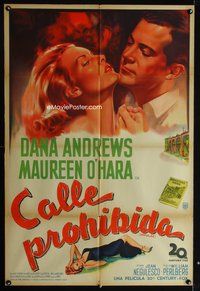 5b437 FORBIDDEN STREET Argentinean '49 great close up art of Dana Andrews & sexy Maureen O'Hara!