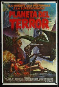 5b444 GALAXY OF TERROR Argentinean '81 great sexy Charo fantasy artwork of monsters attacking girl!