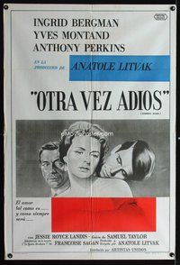 5b452 GOODBYE AGAIN Argentinean '61 art of Ingrid Bergman between Yves Montand & Anthony Perkins!