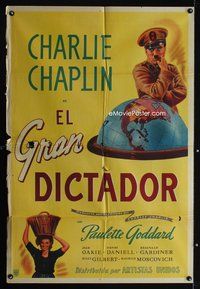 5b456 GREAT DICTATOR Argentinean '40 Charlie Chaplin directs and stars, wacky WWII comedy!