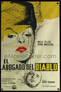 5b523 NINA B. AFFAIR Argentinean '61 Robert Siodmak's L'affaire Nina B., cool art of Nadja Tiller!