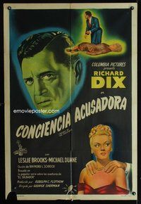 5b545 SECRET OF THE WHISTLER Argentinean '46 dramatic art of detective Richard Dix & Leslie Brooks!