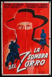 5b548 SHADOW OF ZORRO Argentinean '62 cool artwork of masked hero Frank Latimore c/u & on horse!