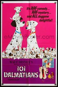 5d563 ONE HUNDRED & ONE DALMATIANS 1sh R69 most classic Walt Disney canine family cartoon!