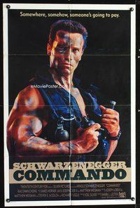 5d096 COMMANDO int'l 1sh '85 Arnold Schwarzenegger is going to make someone pay!