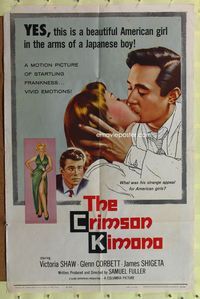 5d103 CRIMSON KIMONO 1sh '59 Sam Fuller, James Shigeta, Japanese-U.S. interracial romance!