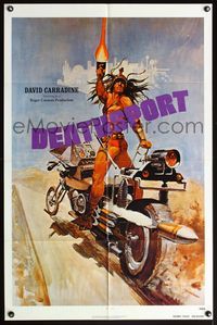 5d113 DEATHSPORT advance teaser 1sh '78 David Carradine, artwork of futuristic battle motorcycle!