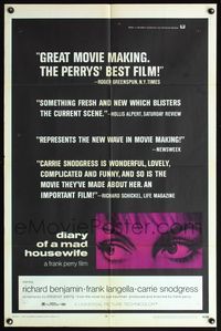 5d131 DIARY OF A MAD HOUSEWIFE 1sh '70 Frank Perry, super close up of Carrie Snodgress' eyes!