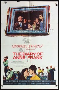 5d133 DIARY OF ANNE FRANK 1sh '59 Millie Perkins as Jewish girl in hiding in World War II!