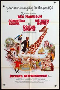 5d135 DOCTOR DOLITTLE int'l 1sh '67 Joseph Smith art of Harrison & animals, Richard Fleischer!