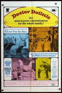 5d134 DOCTOR DOLITTLE 1sh R69 Rex Harrison can talk to the animals, directed by Richard Fleischer!