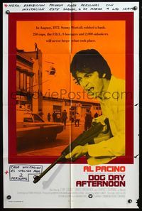 5d137 DOG DAY AFTERNOON int'l 1sh '75 close-up of Al Pacino, Sidney Lumet bank robbery crime classic