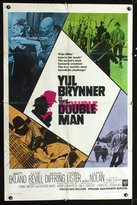 5d140 DOUBLE MAN 1sh '67 images of Yul Brynner, sexy Britt Ekland & skiers!