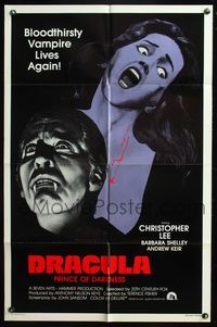 5d144 DRACULA PRINCE OF DARKNESS 1sh R80s close-up artwork of of vampire Christopher Lee!