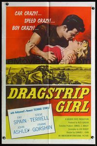 5d146 DRAGSTRIP GIRL 1sh '57 Hollywood's newest teen stars are car crazy, speed crazy & boy crazy!