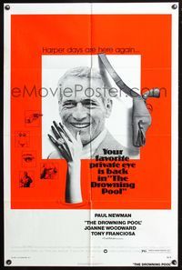 5d148 DROWNING POOL 1sh '75 cool image of Paul Newman as private eye Lew Harper!