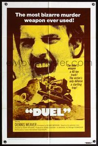 5d150 DUEL int'l 1sh '72 Steven Spielberg, Dennis Weaver, most bizarre murder weapon ever used!