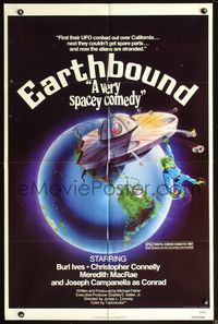 5d155 EARTHBOUND 1sh '81 Burl Ives, Christopher Connelly, cool alien UFO art!