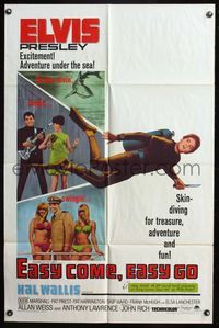 5d156 EASY COME, EASY GO 1sh '67 scuba diver Elvis Presley looking for adventure & fun!